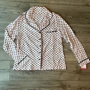 Kate Spade Button Down Pajama Set Long Sleeve Button Down Pants Polka Dot PJ NWT